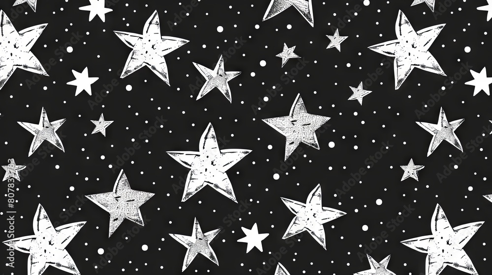 Starry night pattern in monochrome Starry night pattern in monochrome