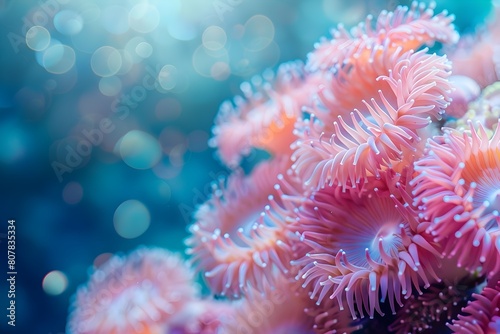 Vibrant Pink Sea Anemone Underwater in Captivating Marine Environment