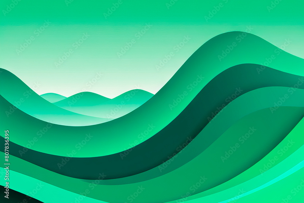 Abstract illustration in vector style green waves, wallpaper