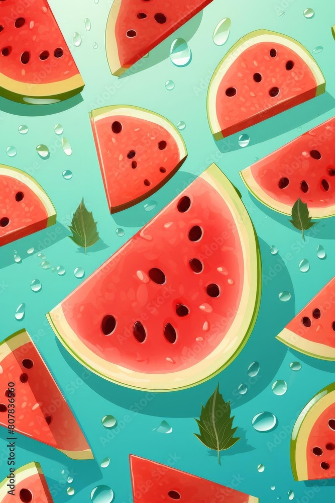 pattern of watermelon slices with soft colors pattern of watermelon slices with soft colors