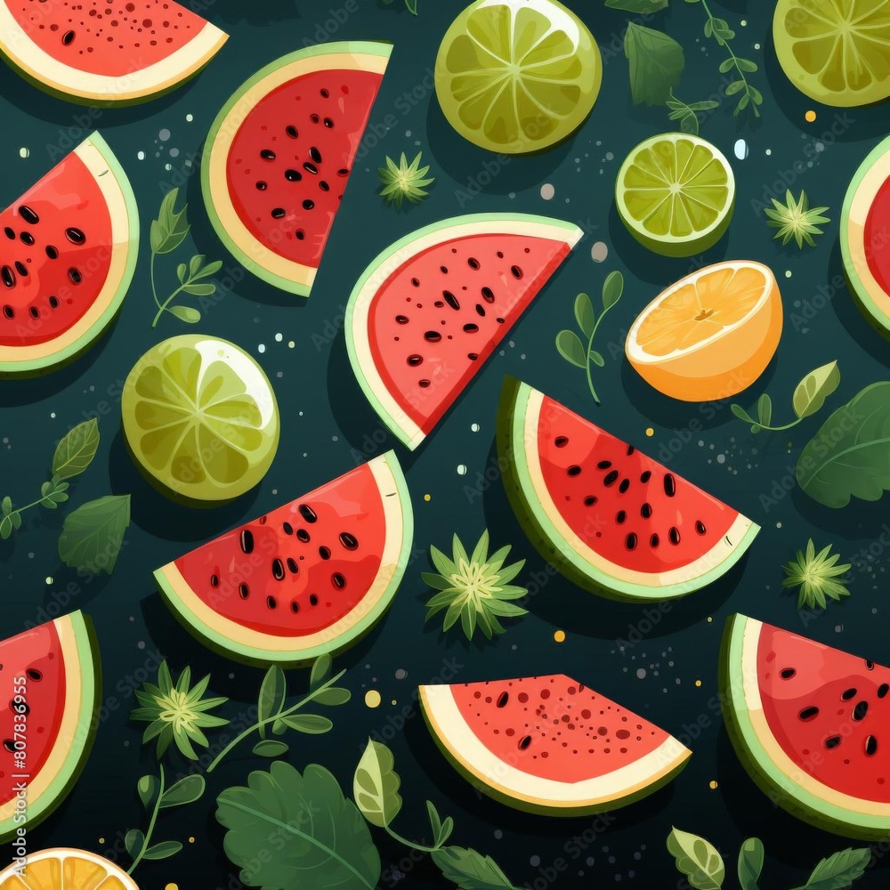 pattern of watermelon slices with soft colors pattern of watermelon slices with soft colors