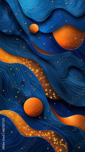 blue and orange  luxurious abstract geometric presentation