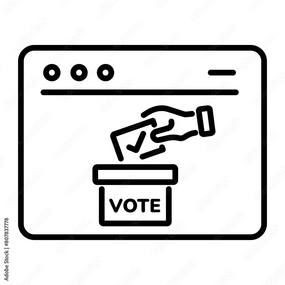 Handy linear icon depicting online voting Handy linear icon depicting online voting