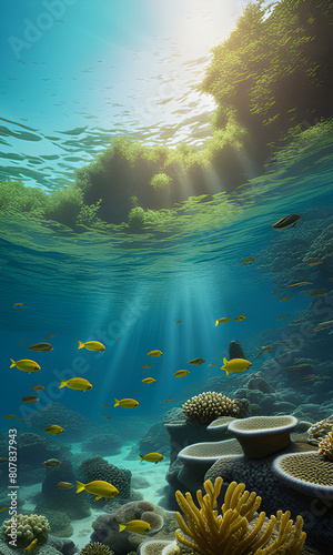 Water surface and underwater world