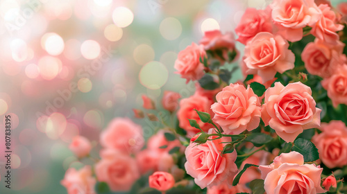 A bouquet of pink roses with a blurry background