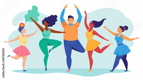 A diverse group of dancers representing a range of neurodivergent conditions working together to create a beautiful and meaningful performance.. Vector illustration