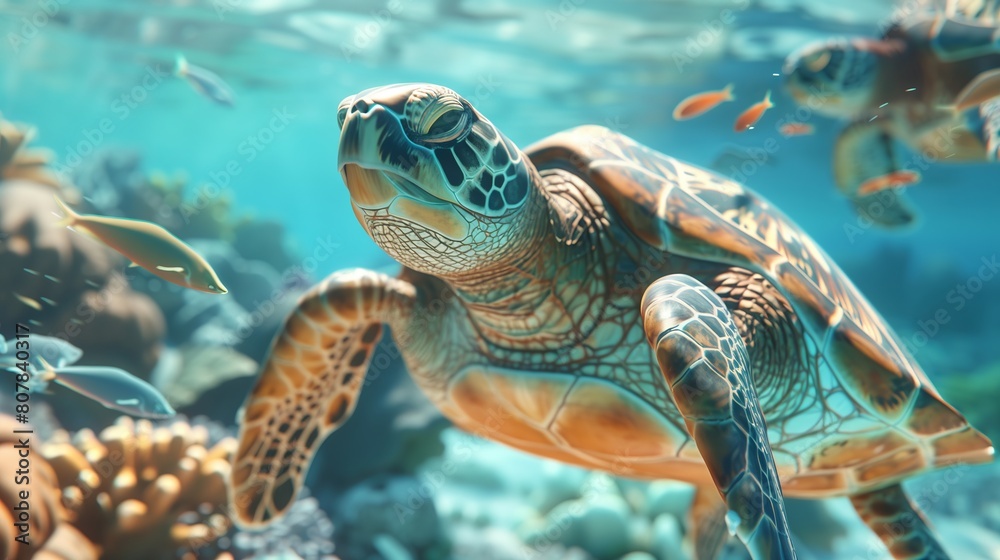 Fototapeta premium Sea turtles migration, wildlife photography