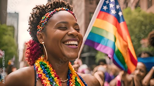 Inclusive Pride. A Happy Queer Woman’s Celebration in NYC photo