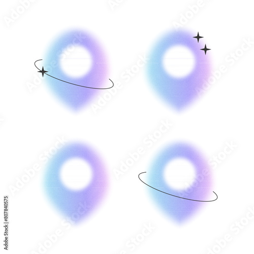 set of location icons y2k gradient