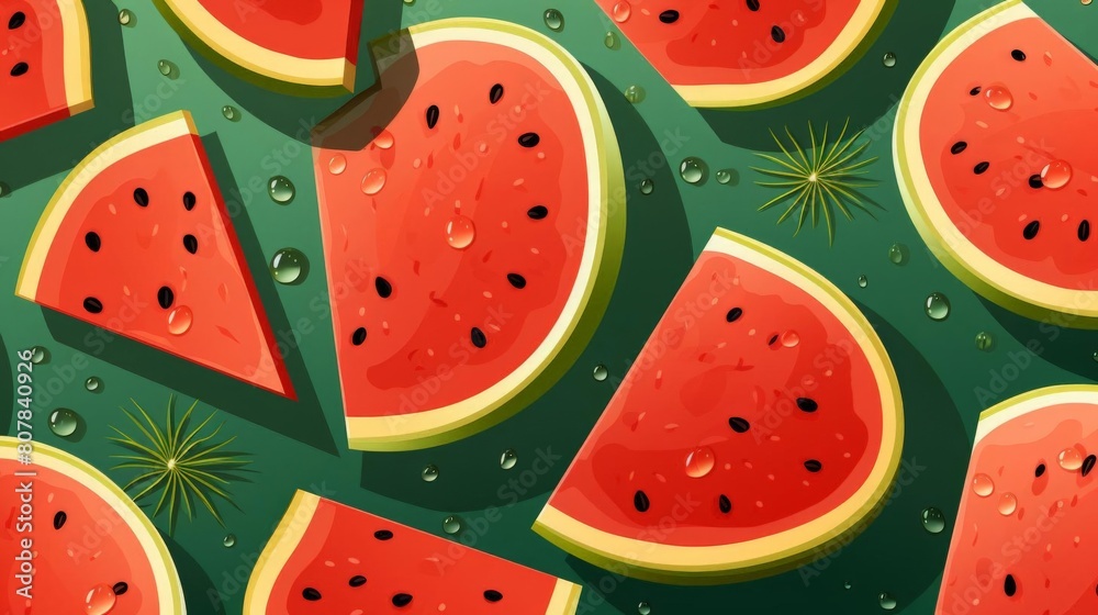 pattern of watermelon slices with soft colors