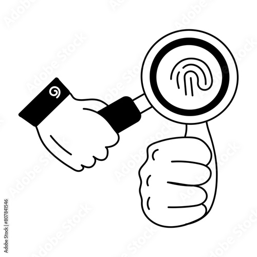 Premium doodle icon depicting forensic search 