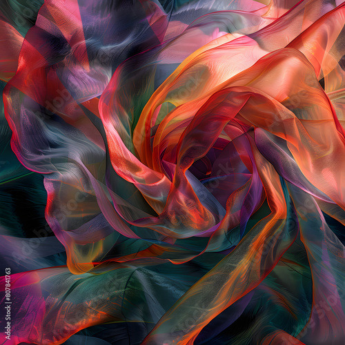 Masterpiece, high resolution, high saturation, clothing, silk blooming image, abstract picture, silk blooming. photo