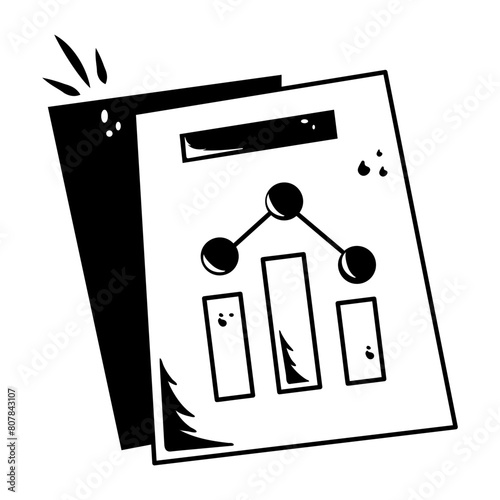 An editable doodle icon of analytical report 