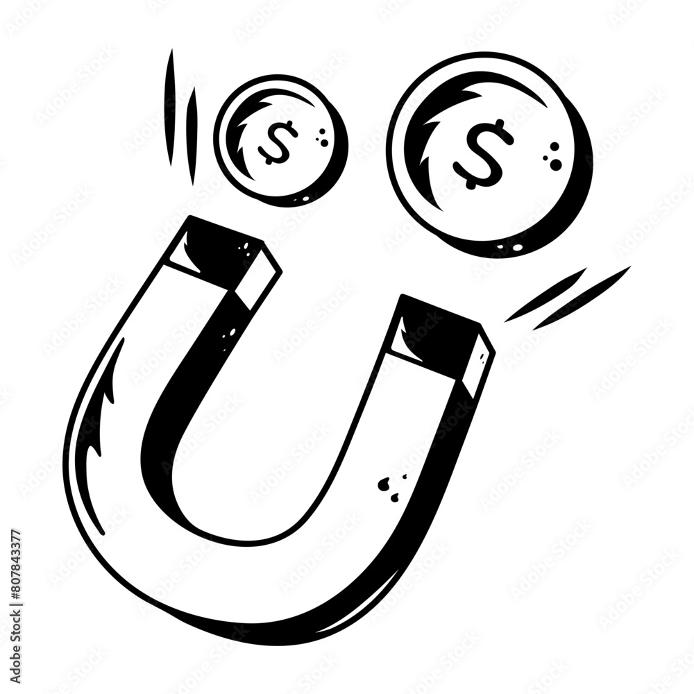 Easy to edit doodle icon of money attraction Easy to edit doodle icon of money attraction