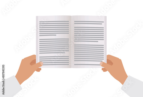 Hand hold open book notes. vector