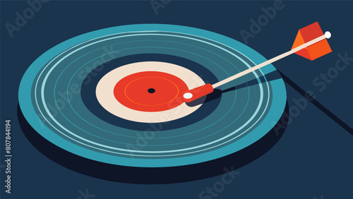 An upclose view of a record needle producing tiny vibrations as it plays a record. Vector illustration