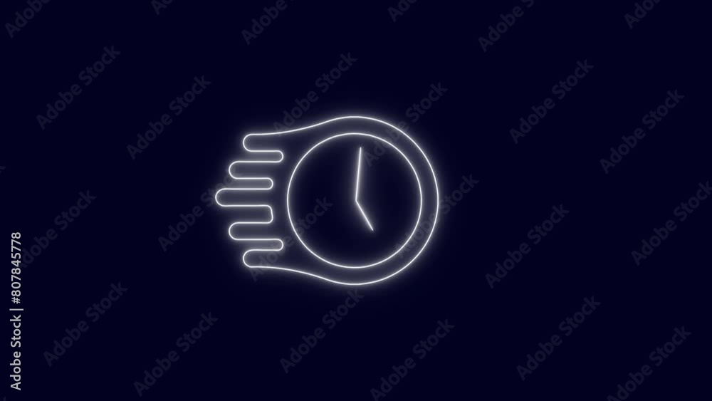clock icon. glowing neon time lapse clock icon animation. clock icon. glowing neon time lapse clock icon animation.