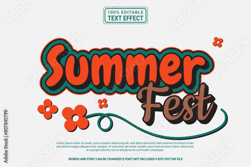 Editable text effect Summer fest 3d cartoon template style modern premium vector