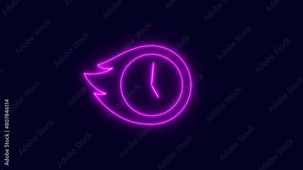 clock icon. glowing neon time lapse clock icon animation. clock icon. glowing neon time lapse clock icon animation.