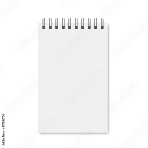 Realistic blank notebook а6 with spiral, template stationery notebook office.