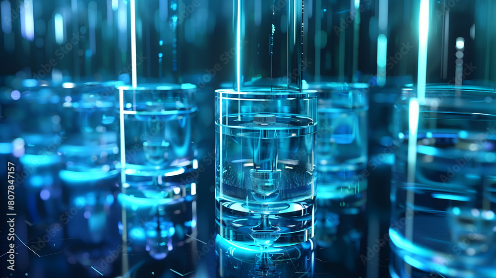 Virtual Reality Concept: Network of Interconnected Holographic Cylinders Hovering in Digital Universe. Generative AI. Virtual Reality Concept: Network of Interconnected Holographic Cylinders Hovering in Digital Universe. Generative AI.