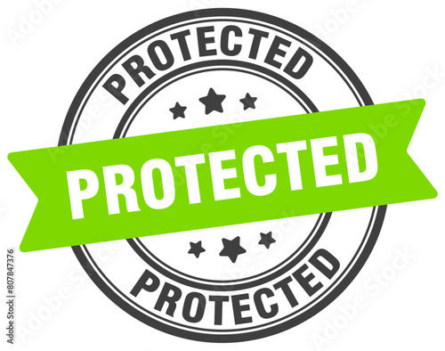 protected stamp. protected label on transparent background. round sign