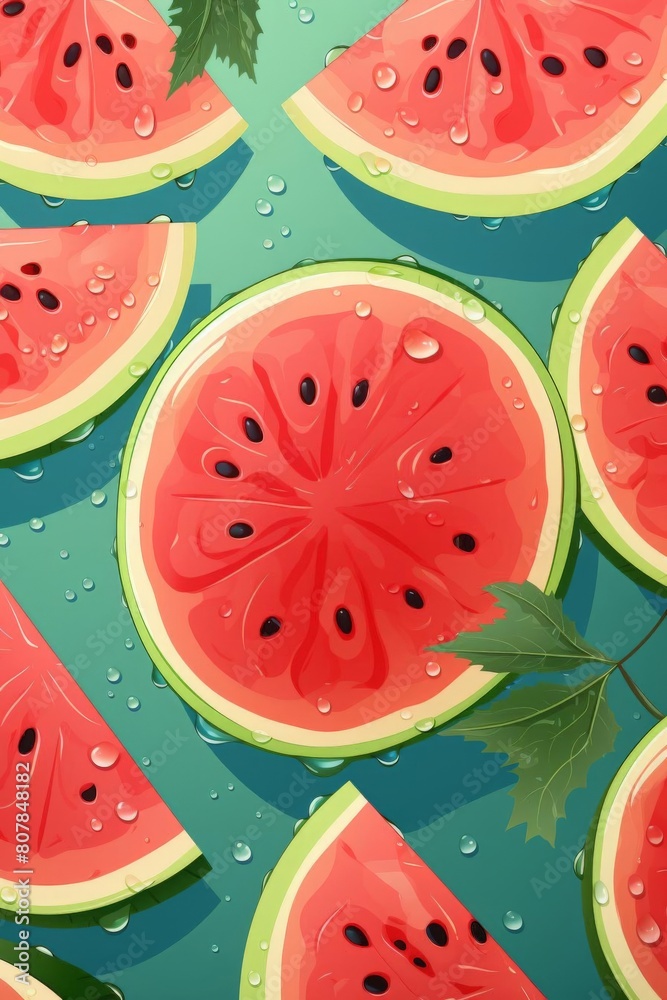 pattern of watermelon slices with soft colors pattern of watermelon slices with soft colors