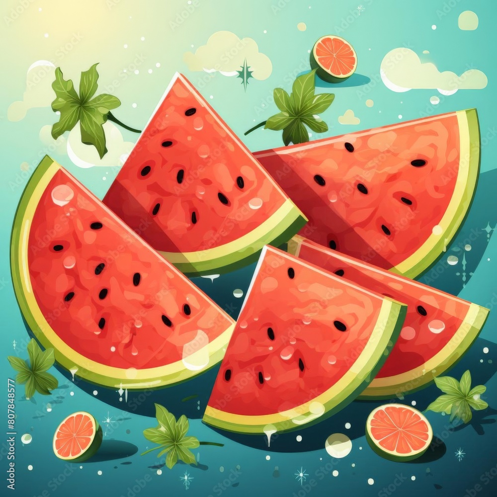 pattern of watermelon slices with soft colors