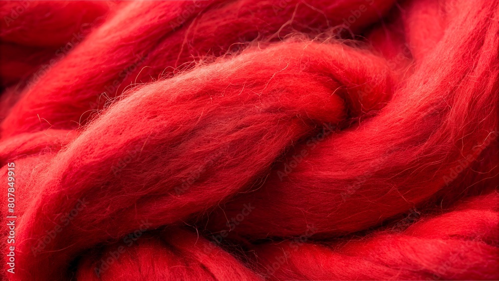 Fototapeta premium Red felting wool as background, closeup view