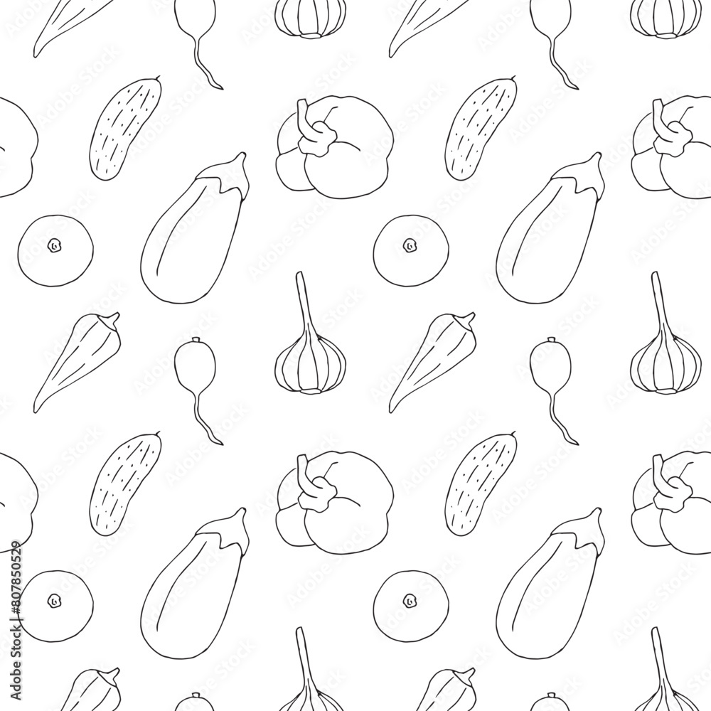 Vegetables seamless pattern vector illustration, hand drawing sketch Vegetables seamless pattern vector illustration, hand drawing sketch