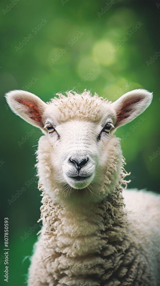 Eid ul Adha concept, A beautiful, cute sheep against a lush green background. Eid celebration Eid ul Adha concept, A beautiful, cute sheep against a lush green background. Eid celebration