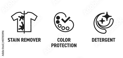 Laundry Detergent bold line icons set