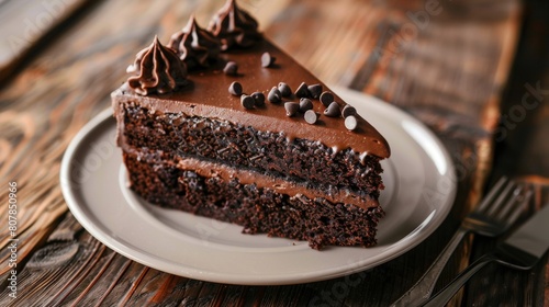 Piece of delicious chocolate cake