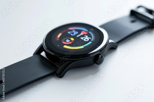 Smartwatch with black round dial photo