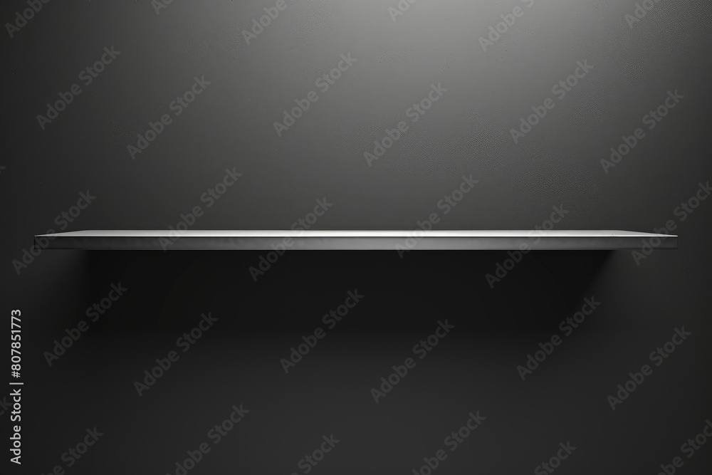 empty white shelf mockup on black wall background empty white shelf mockup on black wall background
