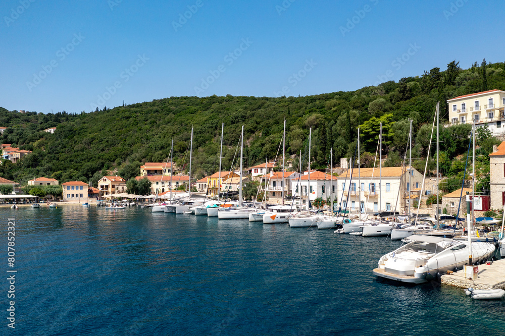 Aerial view of Kioni on the island of Ithaca