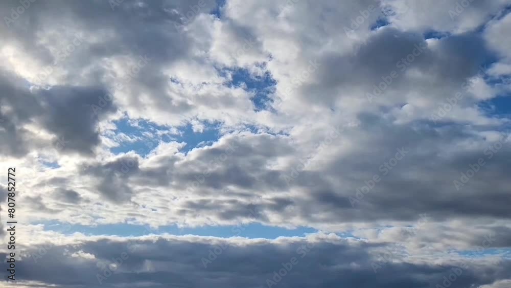 White clouds move across clear blue sky. Cloudy blue sky background White clouds move across clear blue sky. Cloudy blue sky background