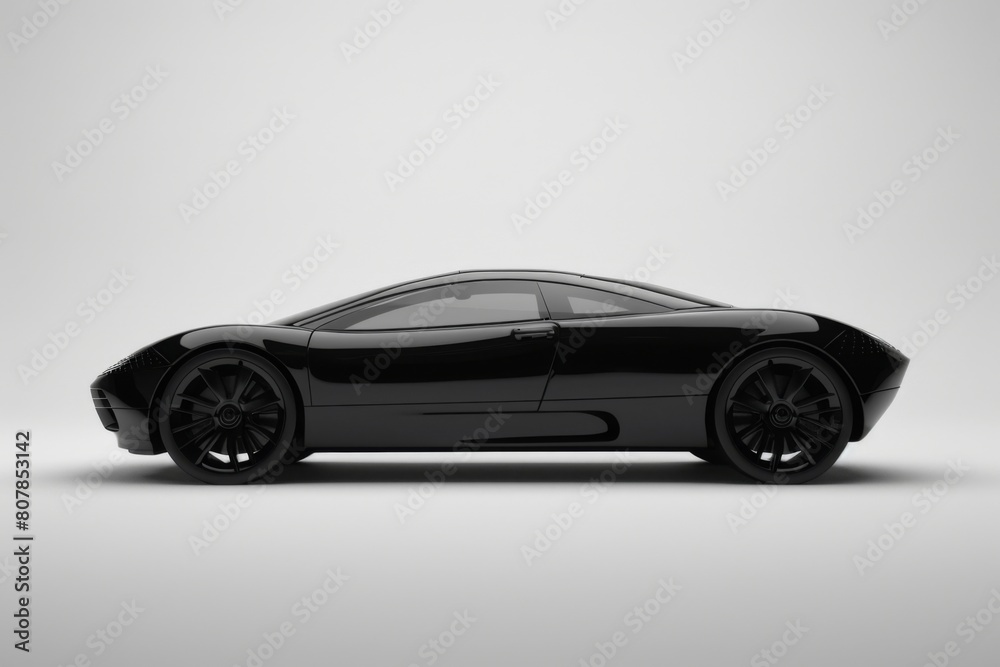 A close up of a black sports car on a white background A close up of a black sports car on a white background
