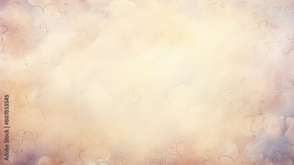 Obraz premium Beige background with foliage in watercolor style
