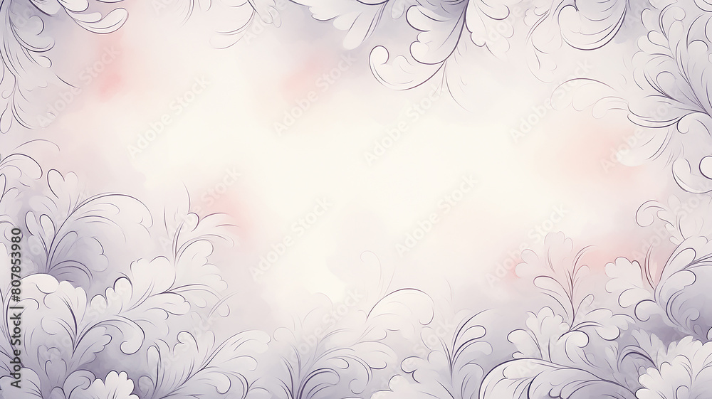 Grey-white background with foliage in watercolor style