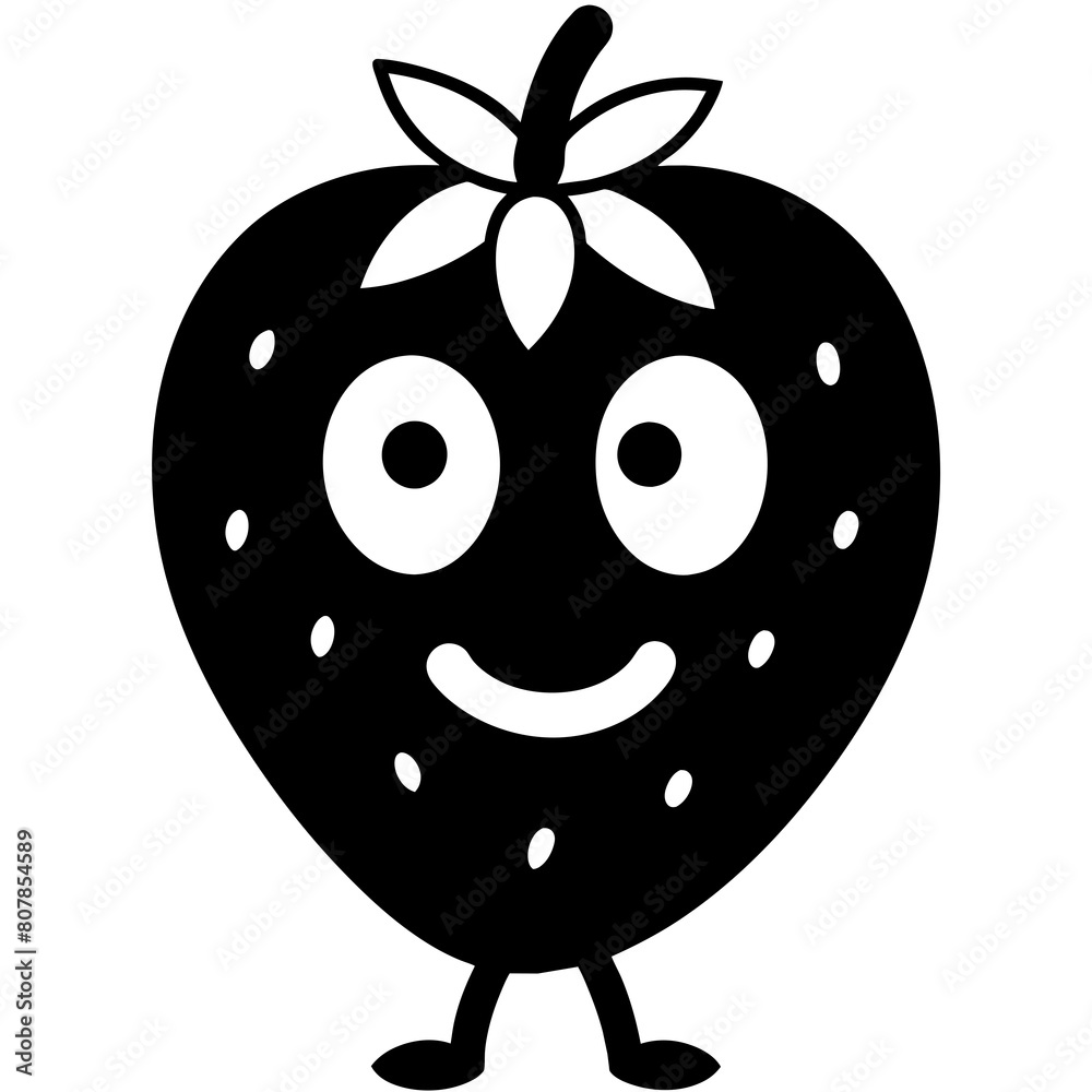 Sweet Strawberry Cartoon Vector Silhouette: Fun Fruit Illustrations Sweet Strawberry Cartoon Vector Silhouette: Fun Fruit Illustrations
