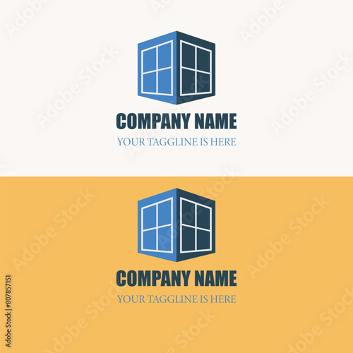 Window logo design vector illustration eps 10 for your company and home in blue color 