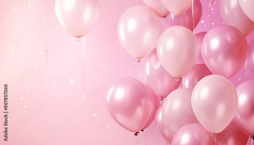 Pink balloons on pink pastel background