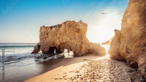 Fototapeta Naklejka Na Ścianę i Meble -  the el matador beach during sunset, california