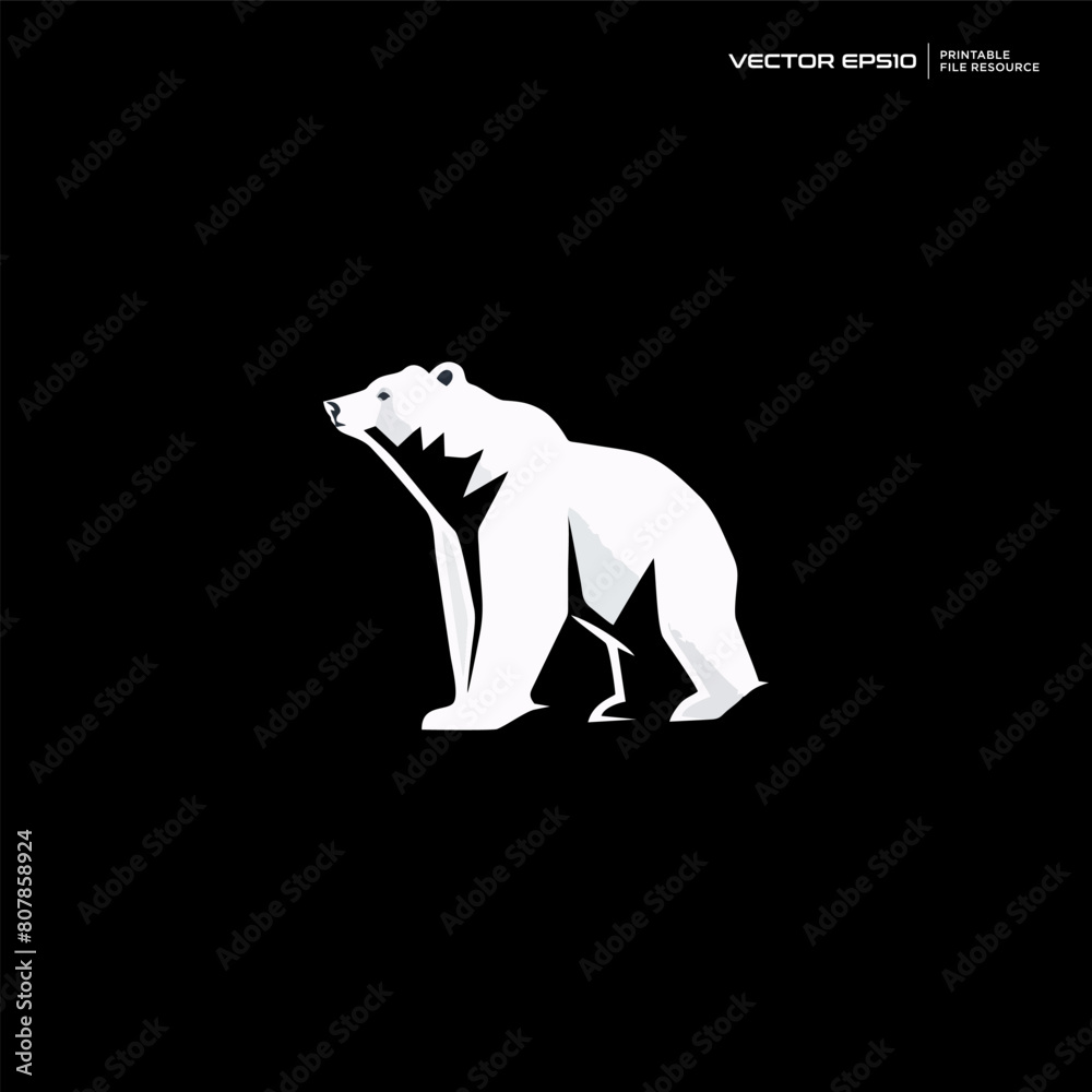 Fototapeta premium polar bear silhouette, character, mascot, logo, design, vector, illustration,