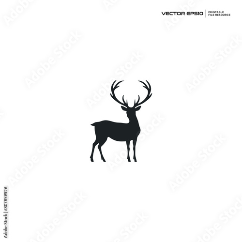 deer silhouette  character  logo  design  vector  illustration 