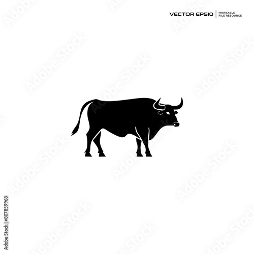 bull silhouette  character  logo  design  vector  illustration 