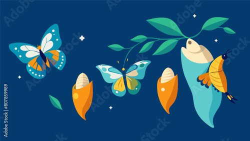A group of butterflies emerging from a co ready to take flight symbolizes the patients transformation and growth after therapy..