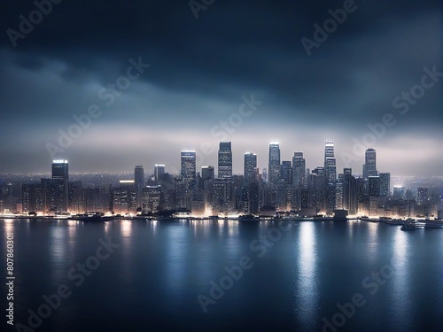 city skyline at night