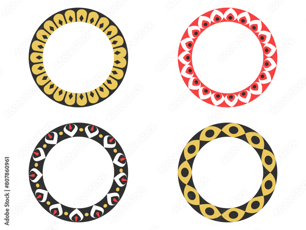 set of African tribal circle rounded frame border vector illustration set of African tribal circle rounded frame border vector illustration